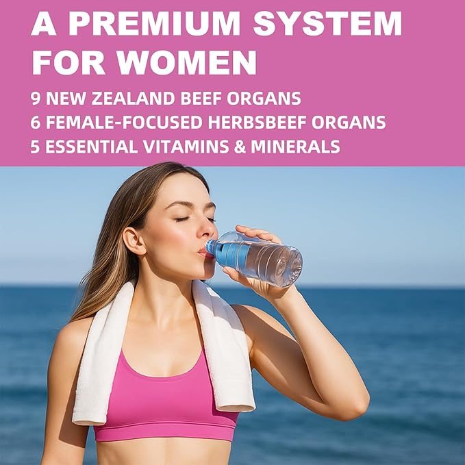 2-Pack Beef Organ Supplement for Women | 9-Organ Formula with Herbal Support Liver Uterus Ovary Heart &amp Kidney for Feminine Balance &amp Energy | New Zealand Grass-Fed | 2-Month Supply