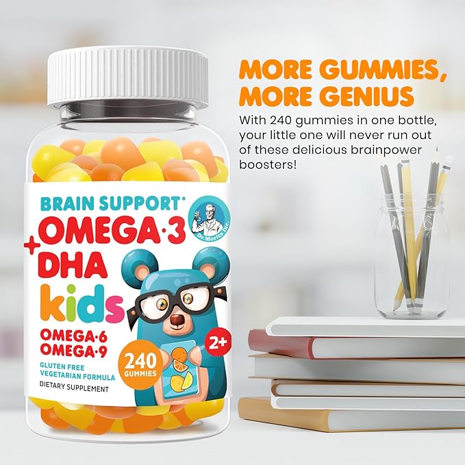 DR. MORITZ Vegan Omega 3 Gummies for Kids and Toddlers (240 Count) Kids Omega 3 Gummies for Brain &amp Heart Health No Fish Oil &amp Gluten Free