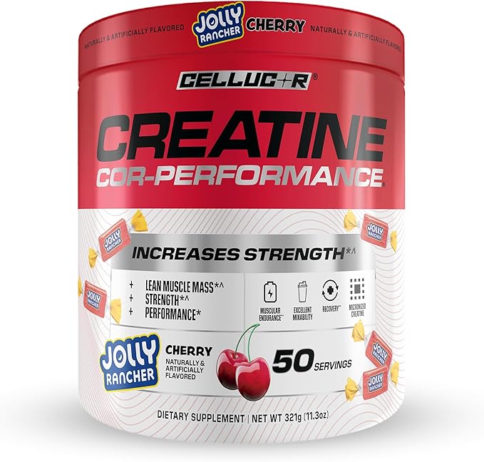 Cellucor Creatine Powder Jolly Rancher Cherry- Increases Strength Lean Muscle Mass &amp Endurance Micronized Creatine for Fast Absorption 5g Creatine per Serving 50 Servings