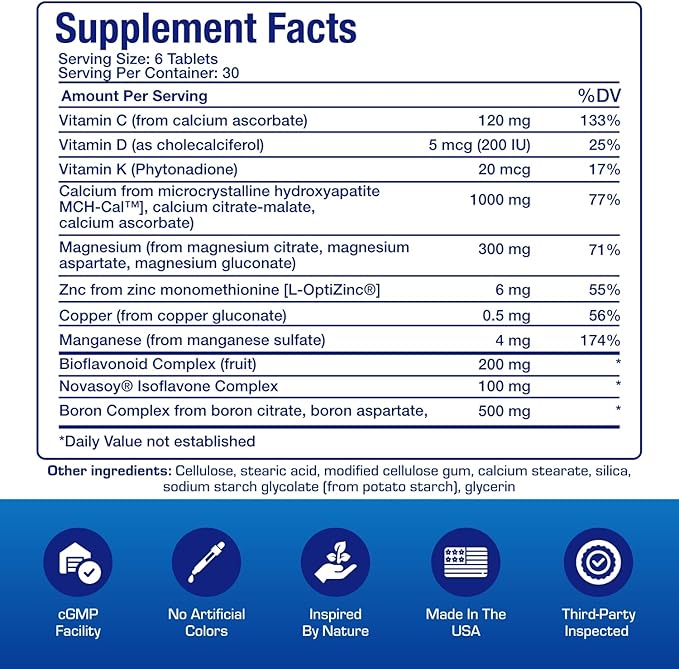 Clinical Calcium Complex Bone Supplement - Restorative Calcium Magnesium Zinc D3 Supplement for Bone Health Strength &amp Density Support with Antioxidant Bioflavonoids - High Absorption - 30 Serving