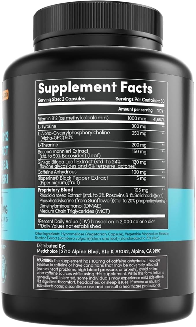 MEDCHOICE Turmeric &amp Ginger (120ct) Sleep Melatonin (90ct) and Nootropic Brain (60ct) Supplement Bundle - Wellness Trio for Brain Sleep &amp Immune Support - Vegan Non-GMO Gluten-Free