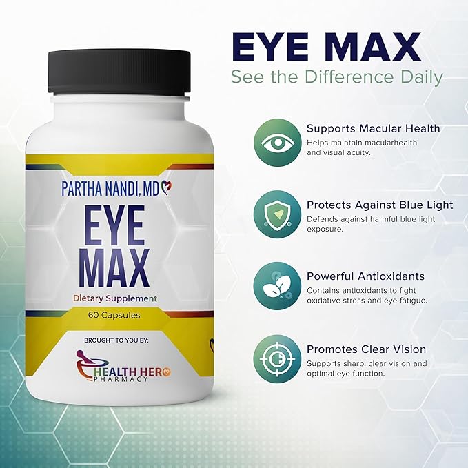Eye Vitamins Supplement for Adults – Supports Macular Health Retina Clarity &amp Blue Light Protection – Lutein Zeaxanthin Lycopene &amp Zinc – Antioxidant Vision Formula – 60 Capsules