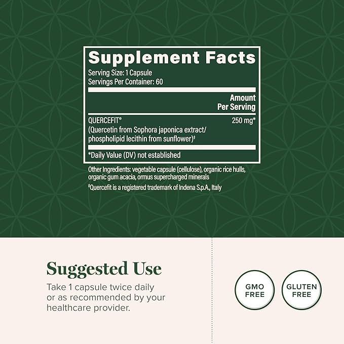 Global Healing Center Quercetin 250 mg Supplement to Support Immune System Includes QuerceFIT Without Bromelain &amp Zinc (60 Capsules)