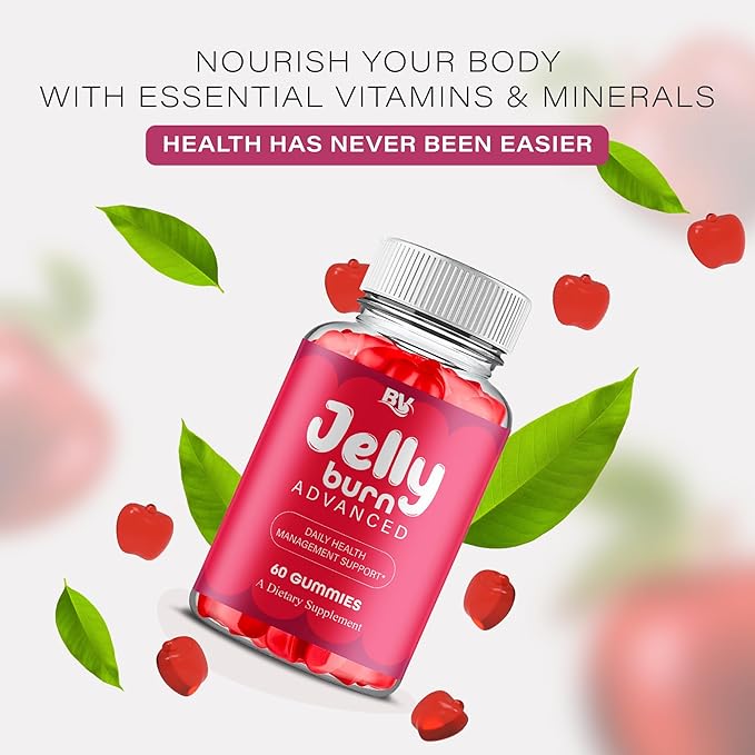 BLUE VIBE Jelly Burn Advanced Gummies Jelly Burn Premium Health Management and Overall Wellness Support Gummy Supplement JellyBurn Overall Health Support Supplement (5 Pack - 300 Gummies)