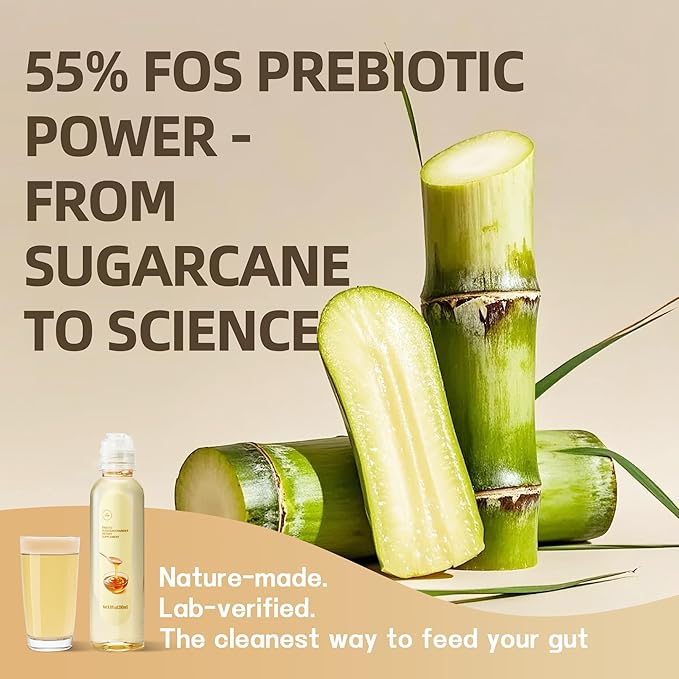 YVIP Prebiotic Fiber Supplement Fructooligosaccharides (FOS) Syrup Prebiotics Intestinal Support Fiber for Colon &amp Gut Health - Plant-Based Vegan Friendly (290mL)