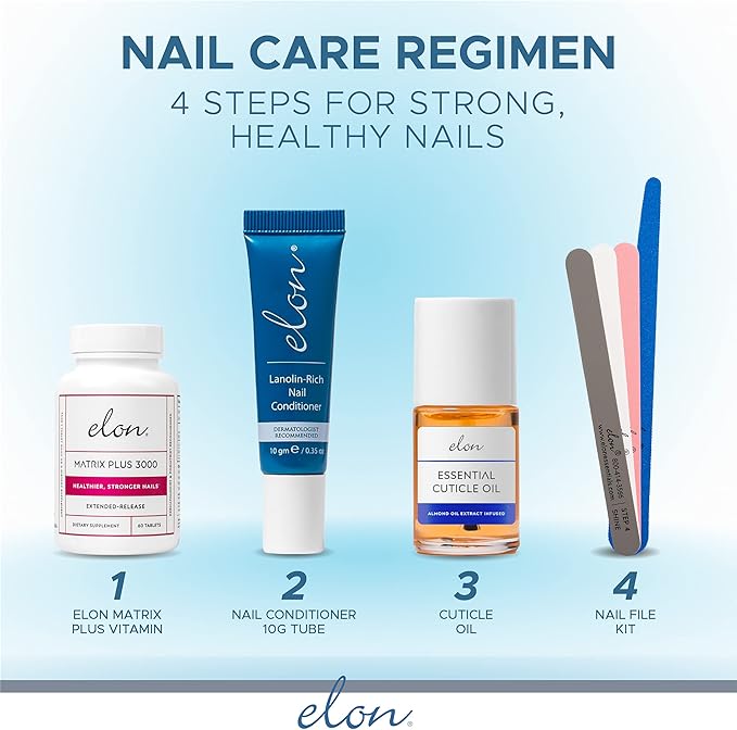 Elon Matrix Plus 3000 Biotin Vitamins for Nail Repair Strengthening and Growth (60 Day Supply)