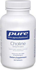 Pure Encapsulations Choline (Bitartrate) - 275 mg Choline (Bitartrate) - Supports Methylation Brain Health &amp Cell Function* - Highly Bioavailable - Vegan &amp Non-GMO - 100 Capsules