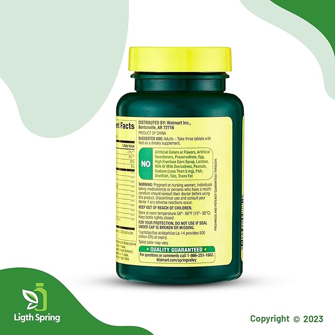 Probiotic Multi-Enzyme Digestive Formula Tablets 200 Count with Bundle Exclusive Better Ligth&ampSpring Guide