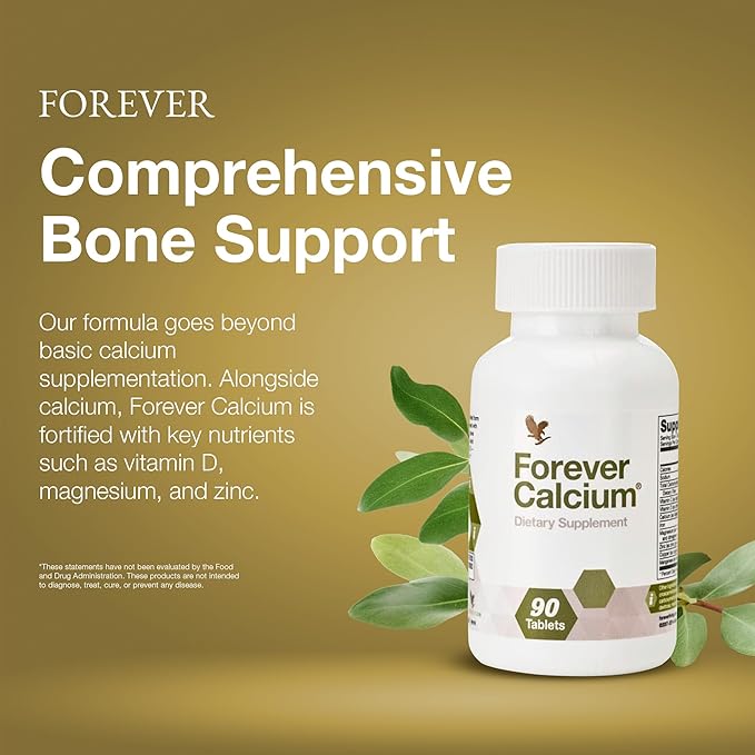 Forever Living - Forever Calcium® - Optimal Bone Health Support - Gluten-Free - Di-Calcium Malate Blend Vitamin D Magnesium and Zinc - 90 Tablets