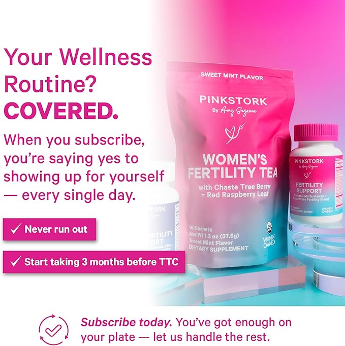 Pink Stork Fertility Supplements for Women - Prenatal Multivitamin with Ovulation Conception &amp Hormone Balance Support - 17 Vitamins &amp Inositol Ashwagandha &amp Vitex - 120 Capsules