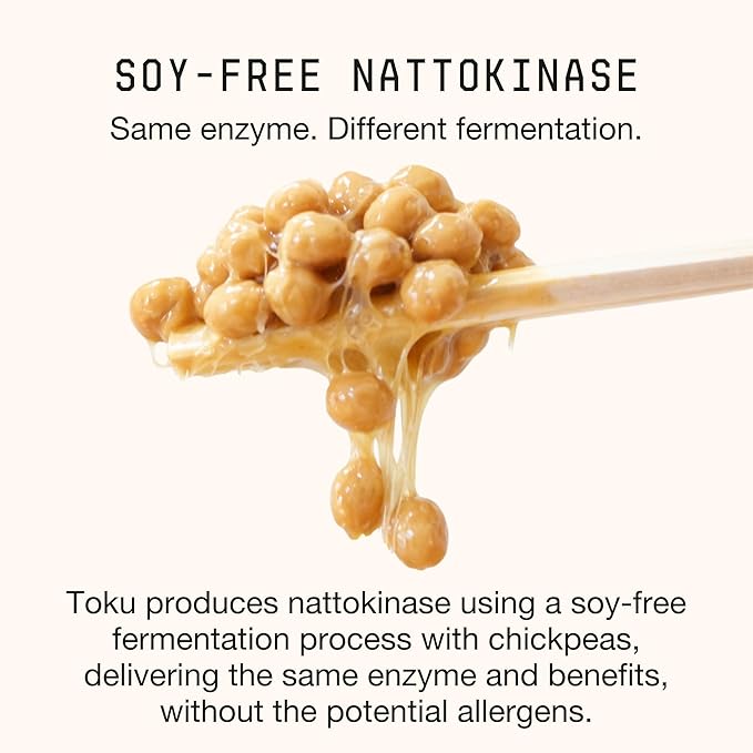 Toku Nattokinase 10800 FU Supplement with Vitamin K2 MK7 &amp Oat Beta Glucan Daily Circulation Support Powder Plant-Based Drink Mix Soy-Free 30 Single-Serve Packets - Unflavored
