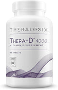 Theralogix Thera-D 4000 Vitamin D Supplement - 4000 IU (100 mcg) Vitamin D3 Tablets - 90-Day Supply - Immune Support Supplement for Women &amp Men - Aids Bone &amp Heart Health - NSF Certified - 90