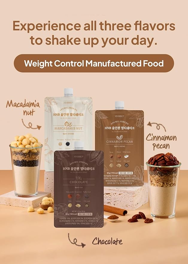 Korean Food All-In-One Multi Shake Cinnamon Pecan(50g*7 Packs) Dietary Fiber Essential Amino Acids Vitamins 7-Day Convenient Individual Packs (12.35 oz)