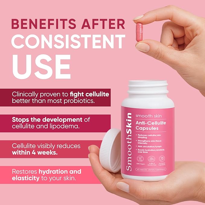 Smooth Skin &amp Circulation Support Capsules Plant-Based Dietary Supplement Helps Reduce Appearance of Cellulite Supports Skin Elasticity 60 Vegan Capsules Gluten-Free Sugar-Free