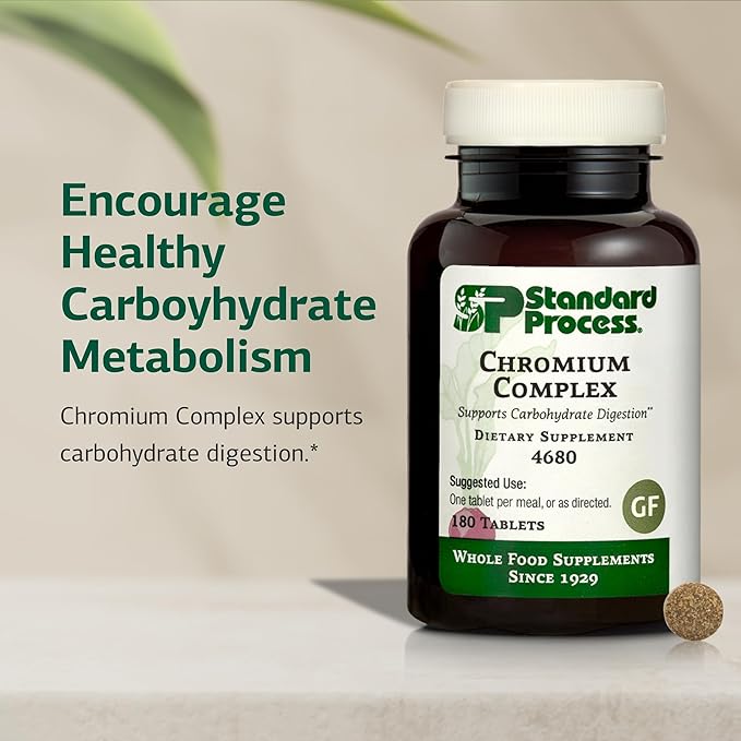Standard Process Chromium Complex - Supplement for Digestive Health Support - Contains Niacin Chromium &amp Vitamin A - Gluten-Free Non-Dairy &amp Non-Soy - 180 Tablets (180 Servings)