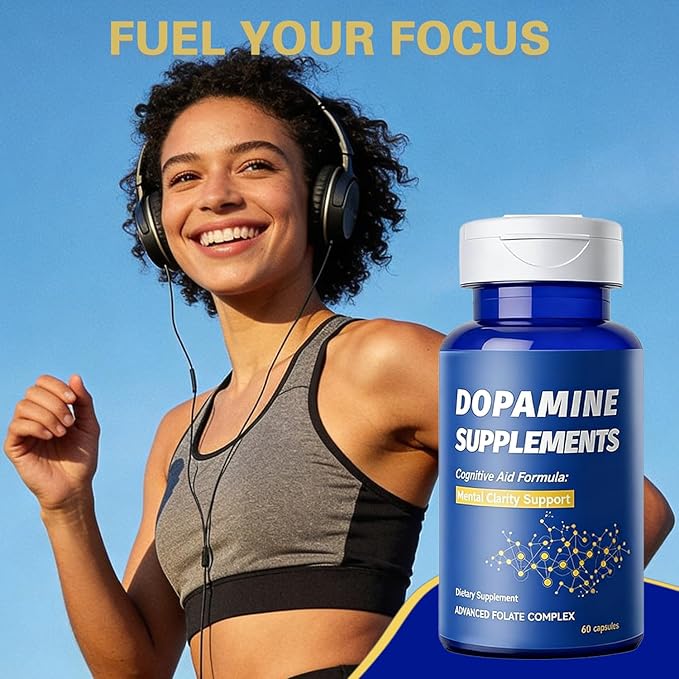 Dopamine Brain Supplement with L-Tyrosine 650mg | Cognitive Function Focus &amp Mood Support | Neurotransmitter &amp Mental Energy Booster | 60 Capsules
