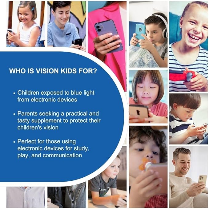 OMEGOR Lutein and Zeaxanthin Supplement for Kids Eyes (90 Chocolate Dragèes) - Vision Kids Blue Light Eyesight Supplement for Retina Protection