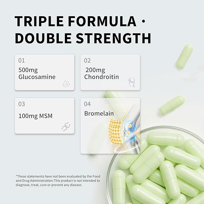 4-in-1 GLS Glucosamine Sulfate 1250mg 150 Count - Joint Support Supplement Glucosamine Chondroitin MSM with Bromelain Cartilage Mobility &amp Flexibility Support Made in Canada