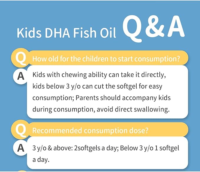 BHK's Children’s DHA Fish Oil: Chewable Omega-3 for Brain Eye &amp Immune Support - Delicious Orange Flavor Non-GMO &amp Heavy Metal Tested - 60 Softgels