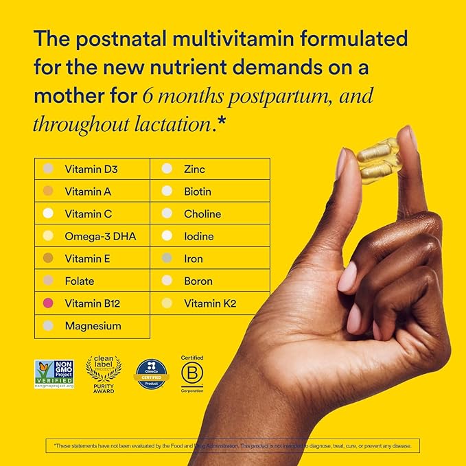 Ritual Postnatal Multivitamin for Women - Key Essential Vitamins and Minerals to Support Mom and Baby Postpartum and Throughout Lactation* - Choline Omega-3 DHA - Citrus - 60 Capsules - 30 Servings