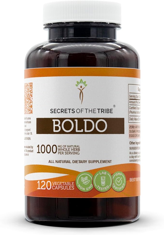 Secrets of the Tribe Boldo 120 Capsules 1000 mg Boldo (Peumus boldus) Dried Leaf (120 Capsules)