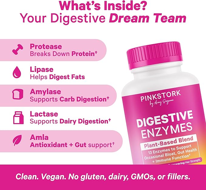 Pink Stork Cortisol Probiotic and Digestive Enzymes Bundle – Supports Digestive and Hormonal Wellness – Ashwagandha and Enzyme Supplement for Women