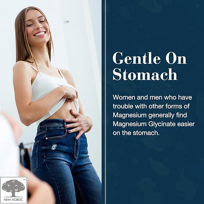 New Nordic Magnesium Glycinate 220 mg Maximum Absorption Tablets with Pine Bark &amp Long Pepper Gentle on Stomach for Women &amp Men 30 Servings