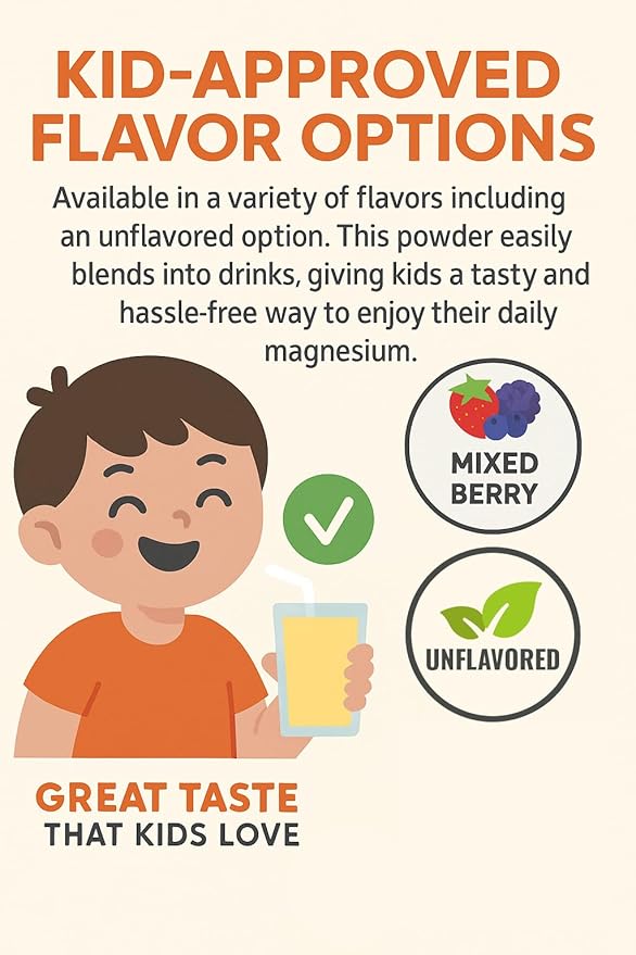 Raise Them Well Mag-Go Kids Magnesium Powder | Constipation Relief (Mixed Berry) | 90 Servings per Tub