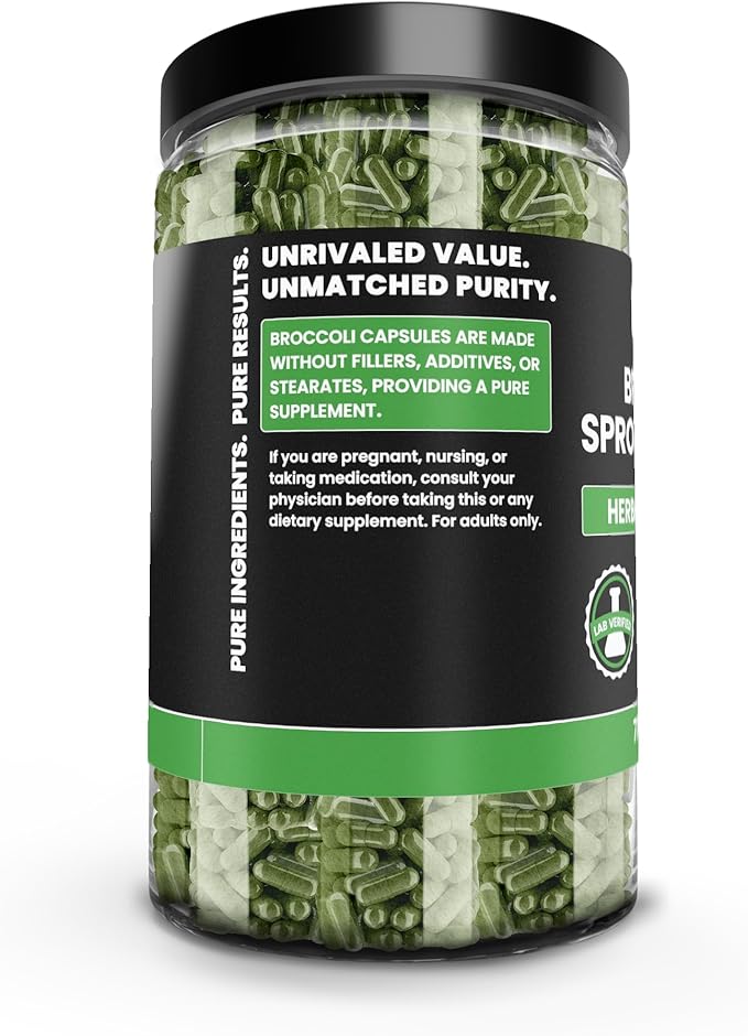 PURE ORIGINAL INGREDIENTS Broccoli Extract (730 Capsules) No Magnesium Or Rice Fillers Always Pure Lab Verified