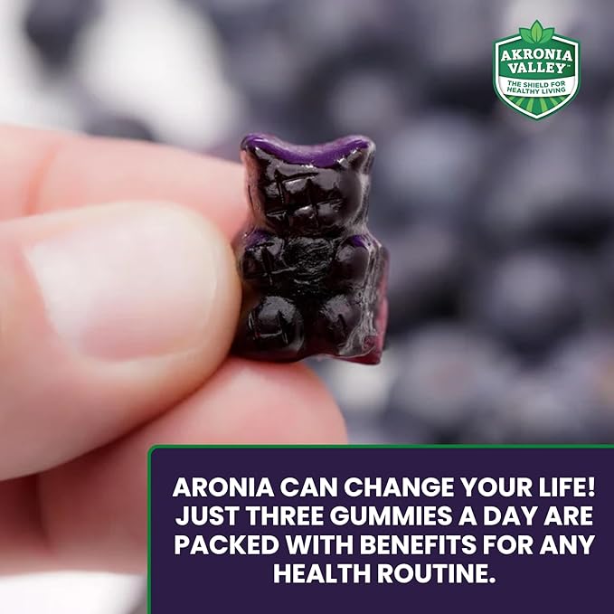 Aronia Berry Gummies | 45 Vegetarian Gummies | Pack of 2 | Immune Support for Health and Wellness Delicious Aronia Flavor