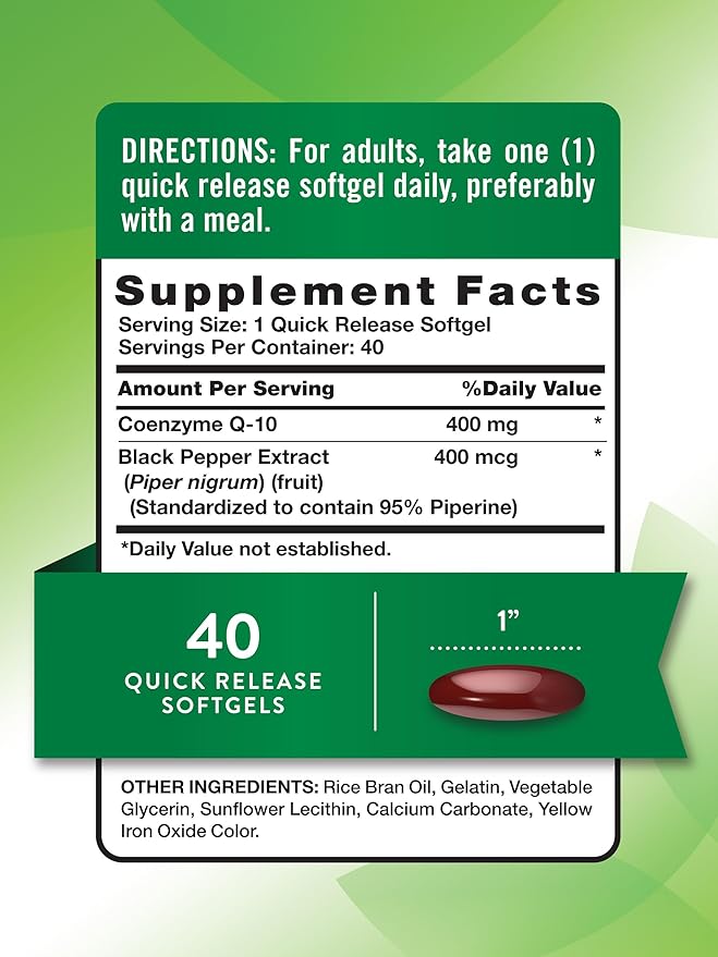 Nature's Truth CoQ10 400mg | Softgels | Maximum Strength | High Absorption | Non-GMO &amp Gluten Free Supplement