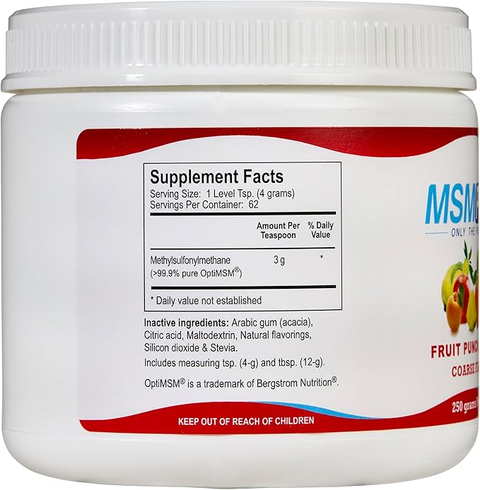 KALA HEALTH MSMPureFruit Punch Flavored Coarse Flakes 8.8 oz and MSM Gel 8 oz Bundle