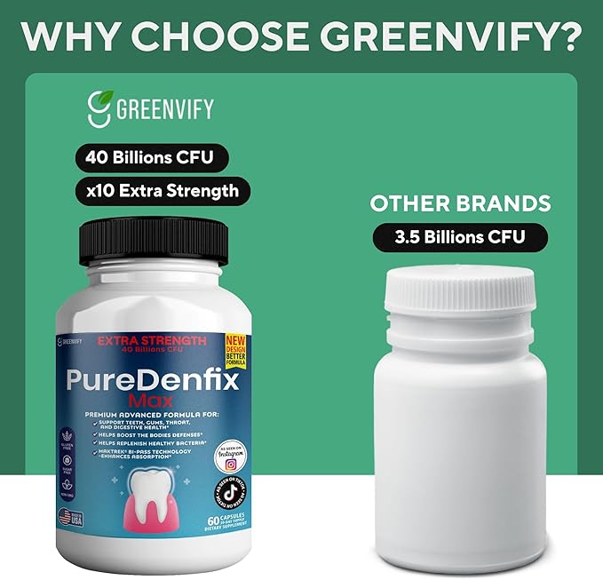 – Extra Strength Probiotic Supplement with 40 Billion CFU – Supports Teeth Gums Ear Nose Throat &amp Digestive Health – 60 Capsules (3)