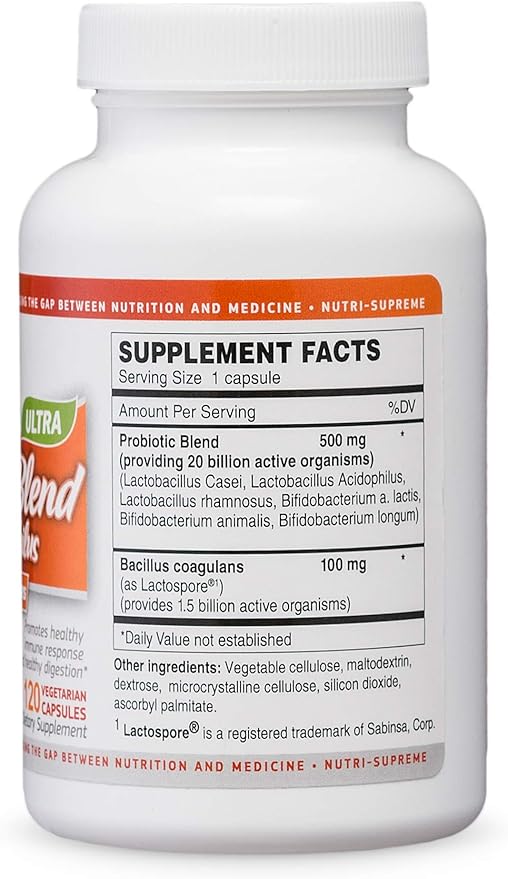 NUTRI-SUPREME RESEARCH Ultra Probiotic Blend 120 Vegetarian Capsules