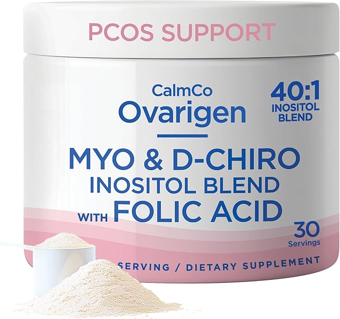 CalmCo Ovarigen Myo-Inositol &amp D-Chiro Inositol Supplement for Women – 40:1 Inositol Powder with Folic Acid Fertility Supplements for PCOS Hormone Balance and Ovarian Support (30 Servings)