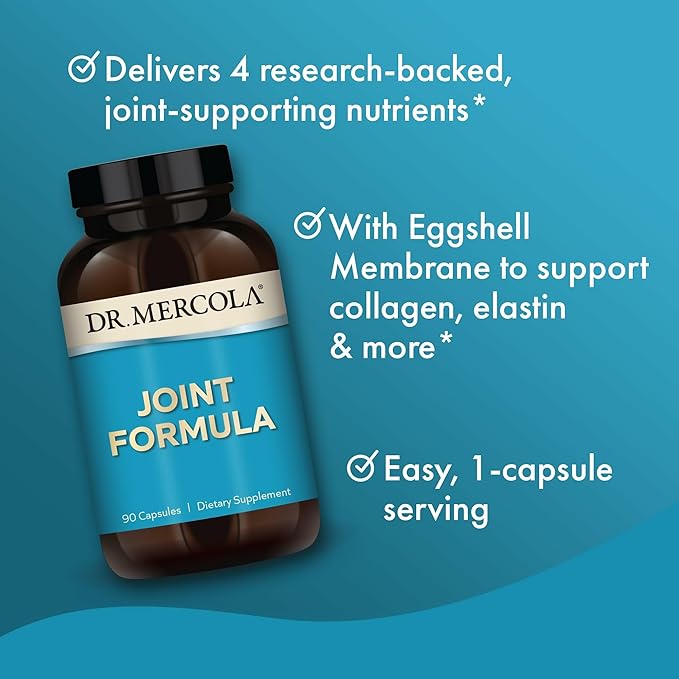 Dr. Mercola Joint Formula - Supports Joint Comfort &amp Mobility - from Natural Eggshell Membrane - Non-GMO &amp Gluten-Free - 90 Capsules (90 Servings)