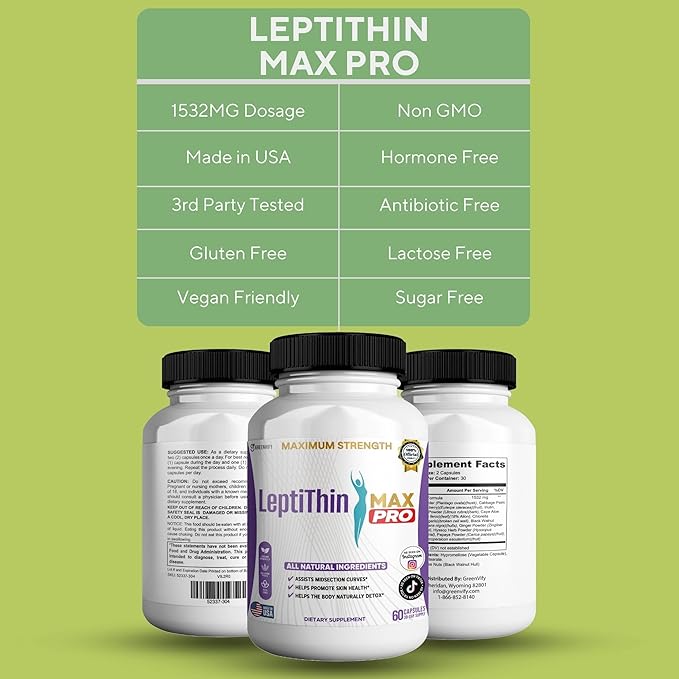 LeptiThin MAX PRO Maximum Strength Dietary Supplement 60 Capsules 30-Day Supply All Natural Ingredients (5)