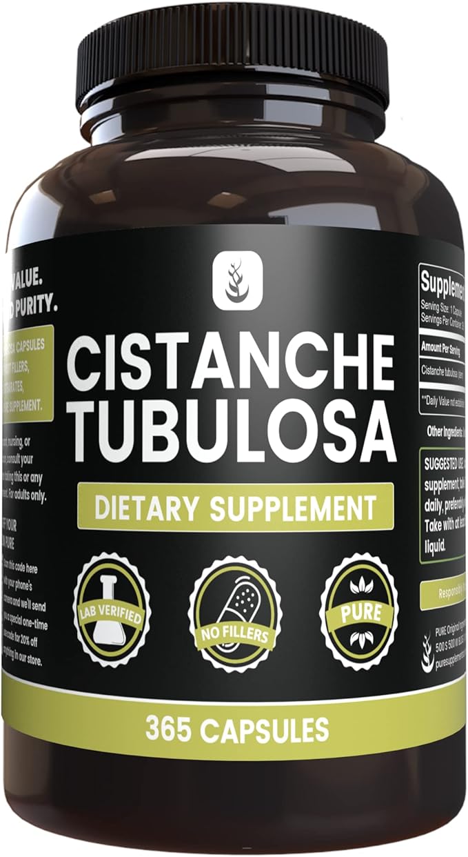 Pure Original Ingredients Cistanche Tubulosa (365 Capsules) No Magnesium Or Rice Fillers Always Pure Lab Verified