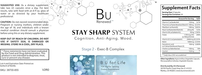 Stay Sharp System Supplements – Nootropic Supplement for Focus Clarity &amp Cognitive Support Support Memory Wellness for Mental Performance