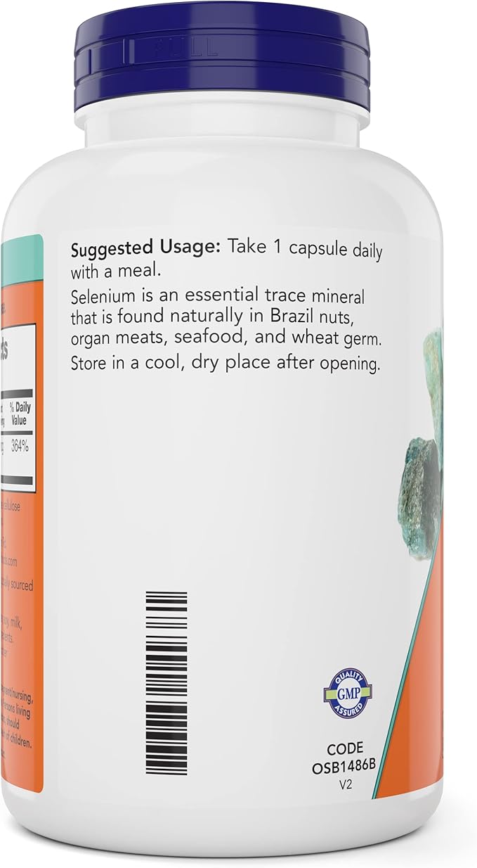 Now Selenium 200mcg Capsules 300 Count (Pack of 2) - L Selenomethionine Mineral Supplement for Women &amp Men - Veg Caps Non-GMO Vegan Friendly Yeast-Free