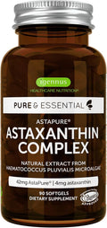 Igennus Vegan Astaxanthin 4mg Complex with Lutein and Zeaxanthin 90 Small Softgels from 42 mg Astapure Natural Algae Antioxidant for Eyes Skin &amp Joints Non-GMO H. Pluvialis