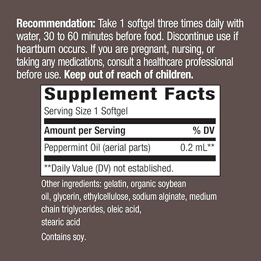 Nature's Way Pepogest Enteric-Coated Peppermint Oil Gastrointestinal Comfort 60 Count (Pack of 2)