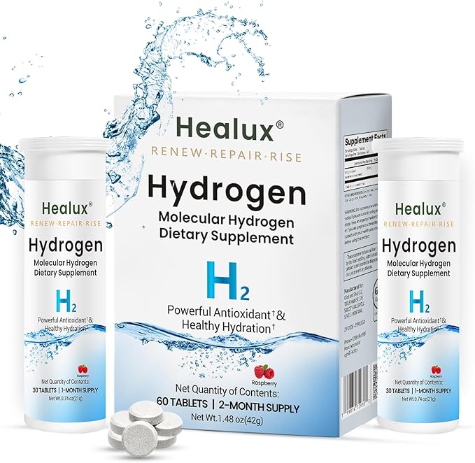 Hydrogen Water Tablets 12 PPM – Molecular H₂ Tablets with Magnesium | H2 TAB Antioxidant Support for Energy Cellular Health Recovery &amp Cognitive Function 60 Count Raspberry