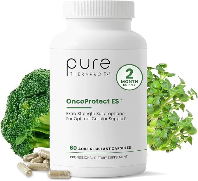 Pure Therapro Rx OncoProtect ES HIGH DOSE Sulforaphane Supplement Made in USA | 2 Month Supply | 706 mg Patented Activated BroccoRaphanin Broccoli Seed Extract | Glucoraphanin + Myrosinase