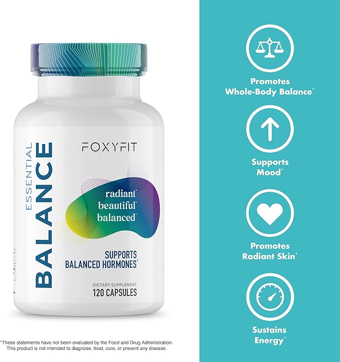Essential Balance Hormonal Support and Vitamin Supplement for Women by Foxy Fit – Antioxidant Healthy Skin &amp Hair for Daily Use* (30 Servings)