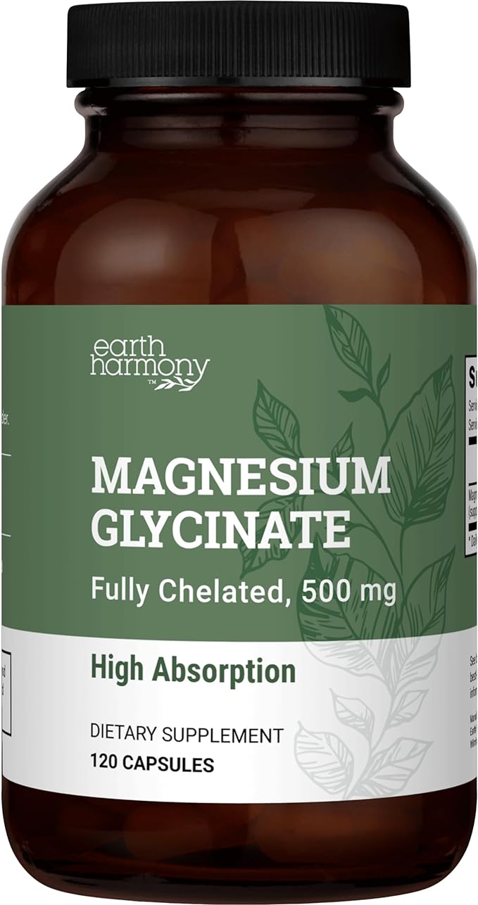 Pure Magnesium Glycinate 500mg - Chelated Magnesium Supplement High Absorption Capsules for Sleep Glicinato De Magnesio with Organic MCT Powder (120 Capsules)