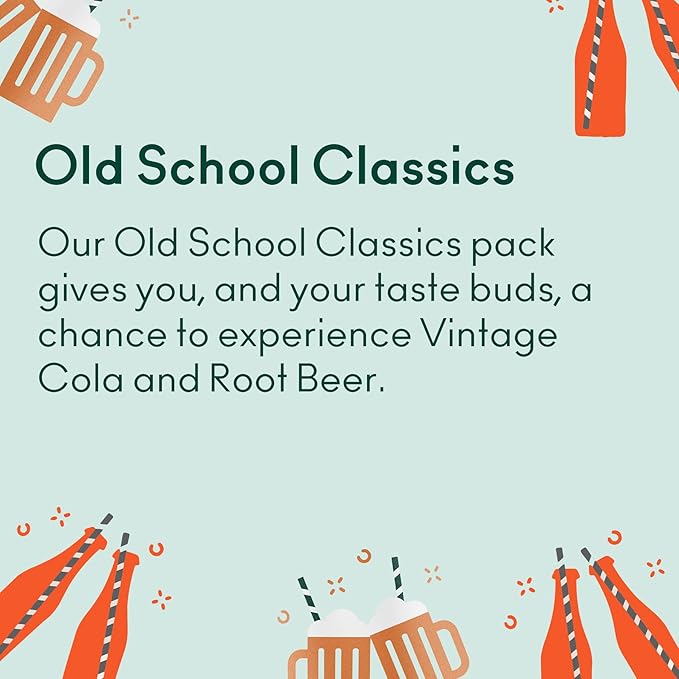 OLIPOP - Old School Classics Variety Pack Healthy Soda Prebiotic Soft Drink Aids Digestive Health High Fiber Low Calorie Low Sugar (12 oz 12-Pack)