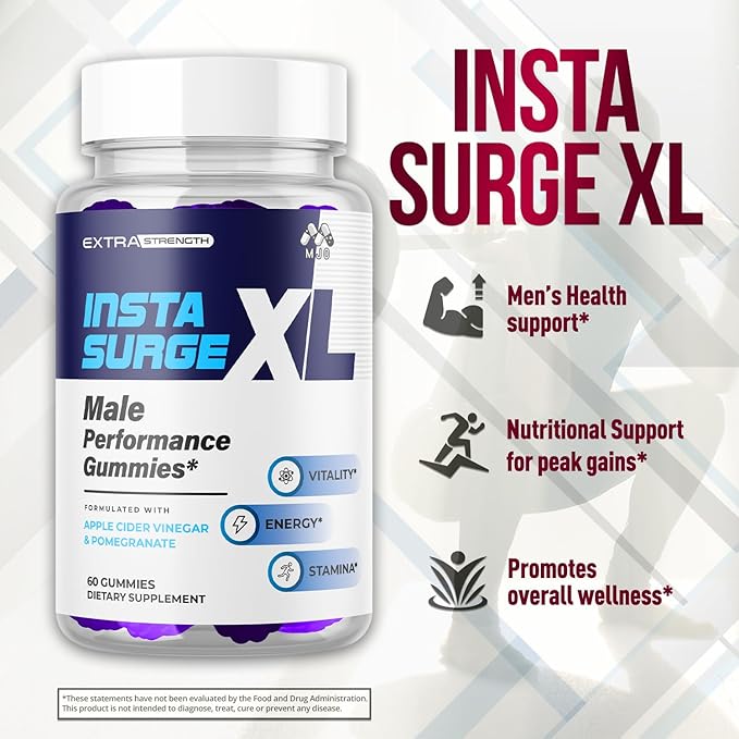 (3 Pack) Insta Surge XL Gummies for Men Official InstaSurge XL Gummys with All Natural Ingredients Insta SurgeXL Advanced Health Supplement Max Strength Active Lifestyle Multivitamin (180 Gummies)