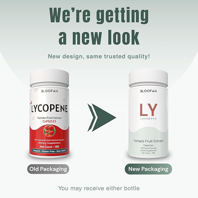 Lycopene Tomato Extract 500mg Capsules | Natural Lycopene Rich Herbal Supplement | Naturally-Occurring Carotenoid | 100% Pure Non-GMO &amp Gluten Free Formula - 180 Count