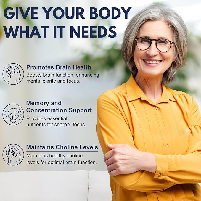 Acetylcholine Supplements with Alpha GPC 600mg &amp Bacopa – Cognitive Support for Seniors &amp Adults – Supports Memory Focus &amp Brain Health – 90 Capsules